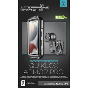 Suport telefon Interphone Quiklox Armor Pro - carcasa universala - montaj pe ghidon - waterproof - diagonala - INTERPHONE - MLM Motors