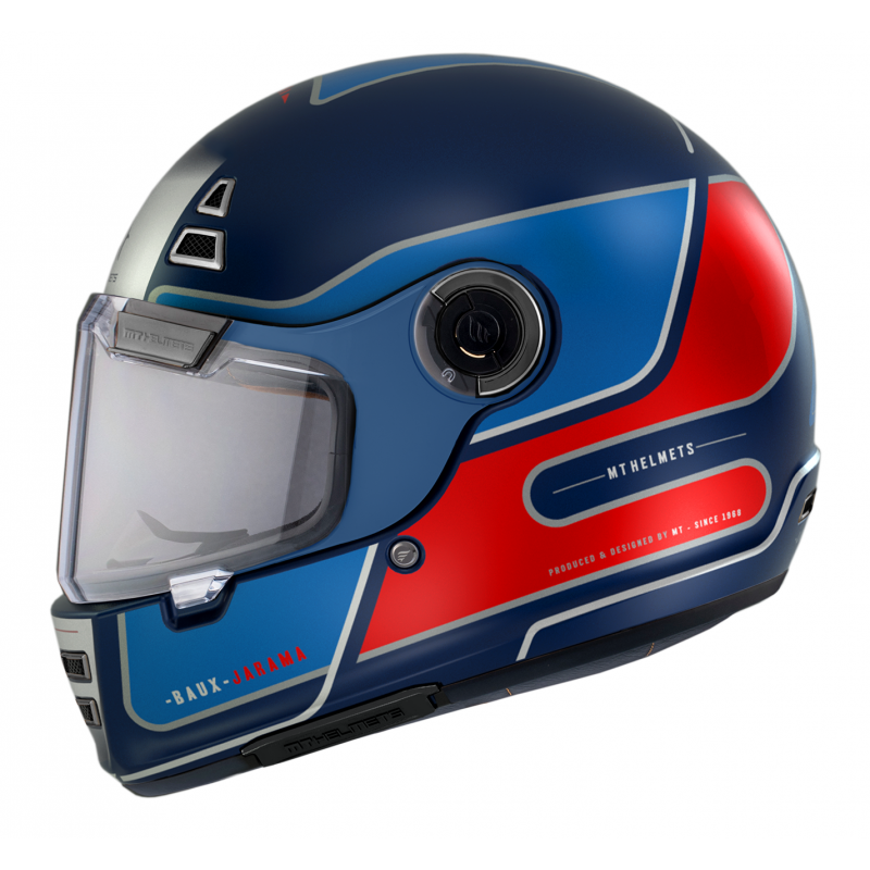 Casca integrala MT Jarama Baux D7 albastru mat – model Retro – Cafe Racer - MT HELMETS - MLM Motors