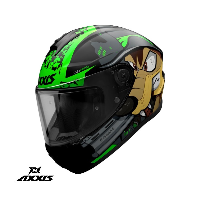 Casca integrala Axxis model Draken S Cosa Nostra B6 verde fluor lucios - AXXIS - MLM Motors
