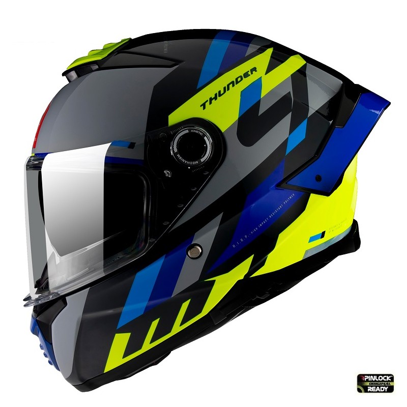 Casca integrala MT Thunder 4 SV Ergo E17 galben/albastru lucios (ochelari soare integrati) - MT HELMETS - MLM Motors