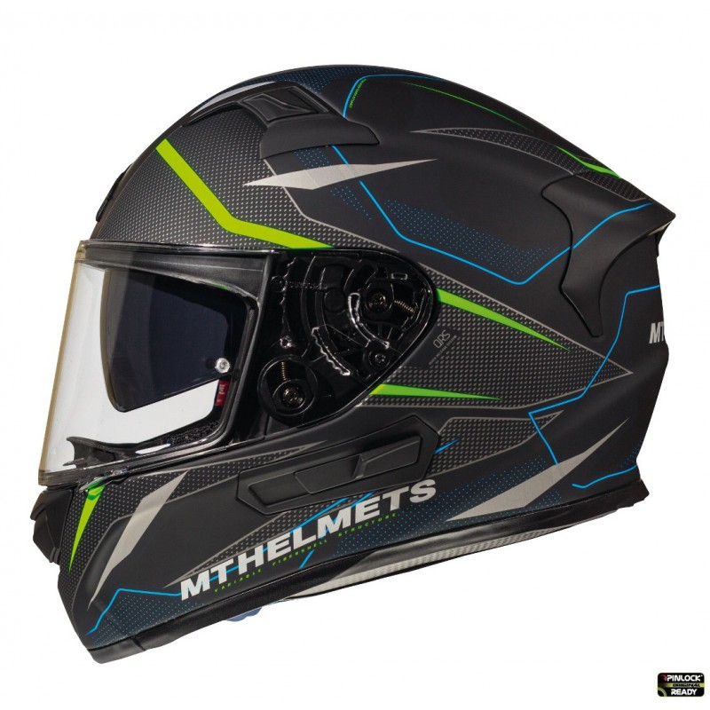 Casca integrala MT KRE SV Intrepid C1 verde fluor mat (fibra sticla) – cu ochelari soare integrati - MT HELMETS - MLM Motors