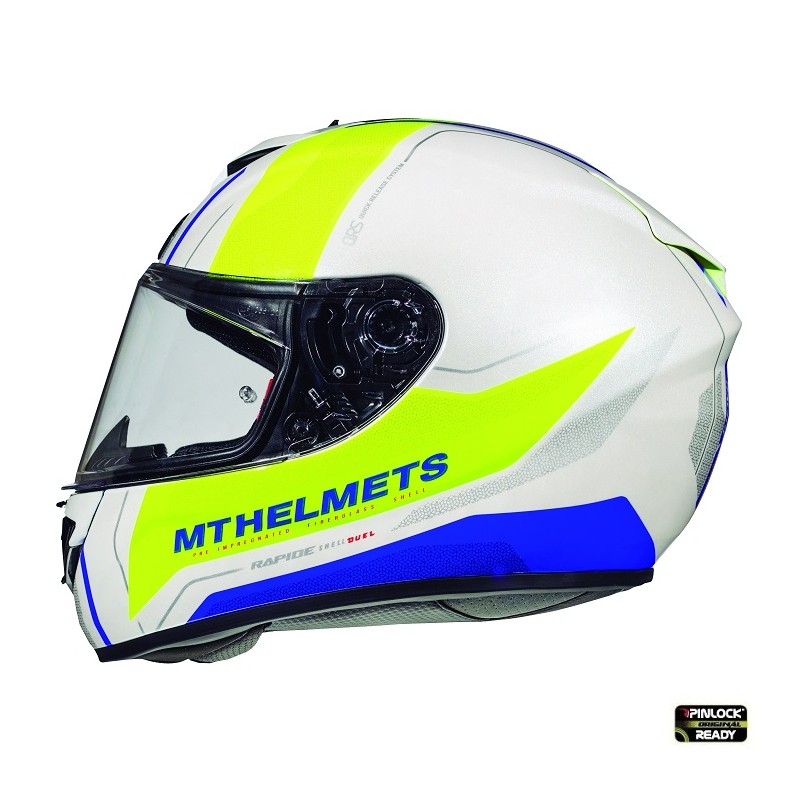 Casca integrala AMT Rapide Duel H4 galben fluor/alb/albastru lucios - MT HELMETS - MLM Motors