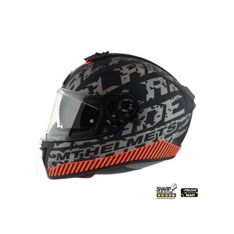 Casca integrala MT Blade 2 SV Check B2 gri/portocaliu mat (ochelari soare integrati) - MT HELMETS - MLM Motors