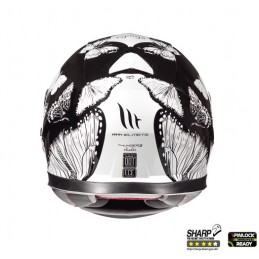 Casca integrala motociclete MT Thunder III SV Vlinder A1 negru/alb perlat lucios (ochelari soare integrati) - MT HELMETS - MLM Motors