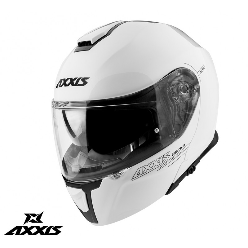 Casca modulabila Axxis model Gecko SV A0 alb lucios (ochelari soare integrati) - AXXIS - MLM Motors