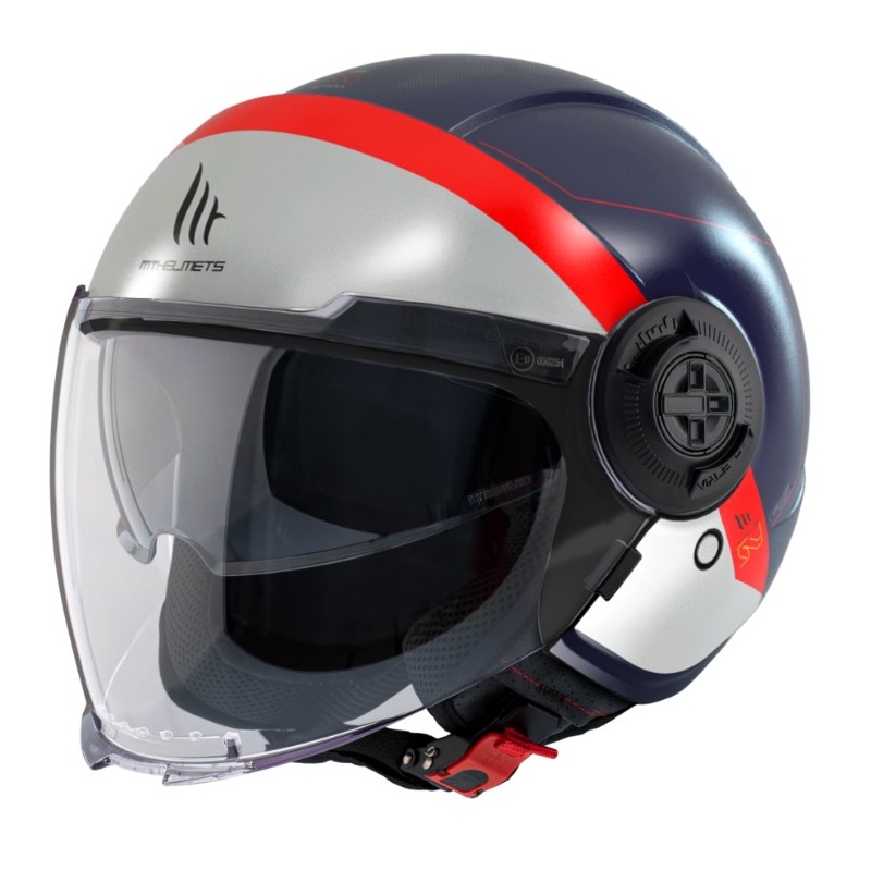 Casca MT Viale SV 68 Unit D7 albastru mat (ochelari soare integrati) (open face) - MT HELMETS - MLM Motors