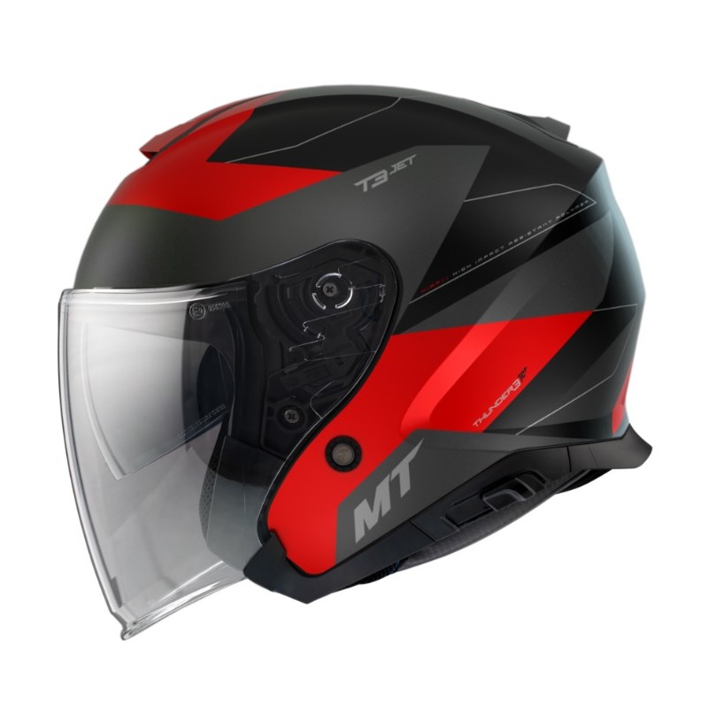 Casca open face MT Thunder III SV Jet Cooper A3 rosu mat (ochelari soare integrati) - MT HELMETS - MLM Motors