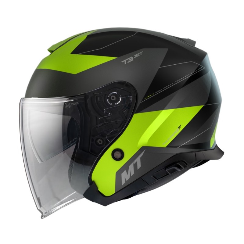 Casca open face MT Thunder III SV Jet Cooper A3 galben fluor mat (ochelari soare integrati) - MT HELMETS - MLM Motors