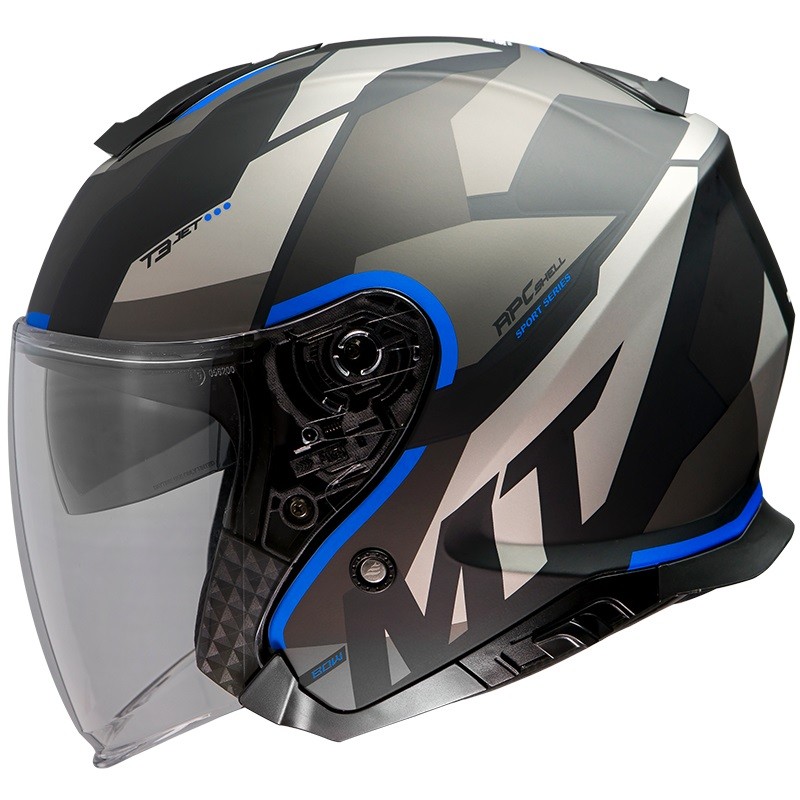Casca open face MT Thunder III SV Jet Bow A7 albastru mat (ochelari soare integrati) - MT HELMETS - MLM Motors