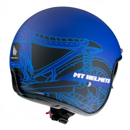 Casca open face MT Le Mans 2 SV Cafe Racer B7 albastru mat (ochelari soare integrati) - MT HELMETS - MLM Motors