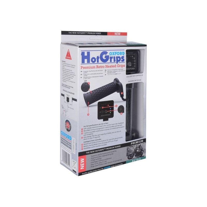 Mansoane incalzite Oxford cu termostat negre diametru 22mm, EL693 - OXFORD - MLM Motors
